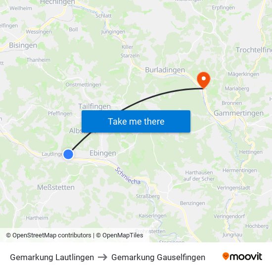 Gemarkung Lautlingen to Gemarkung Gauselfingen map