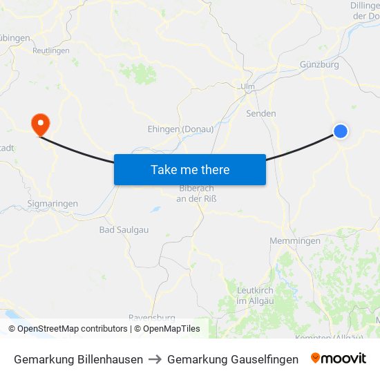 Gemarkung Billenhausen to Gemarkung Gauselfingen map