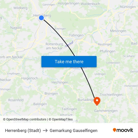 Herrenberg (Stadt) to Gemarkung Gauselfingen map
