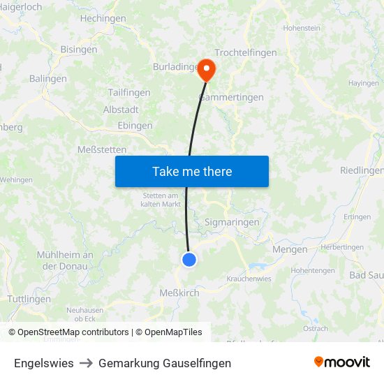 Engelswies to Gemarkung Gauselfingen map