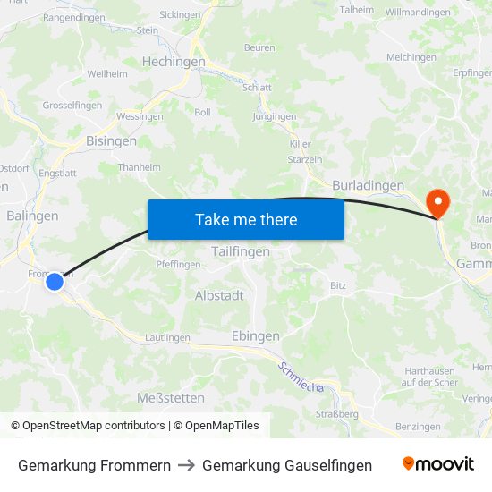 Gemarkung Frommern to Gemarkung Gauselfingen map