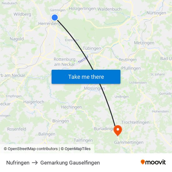 Nufringen to Gemarkung Gauselfingen map