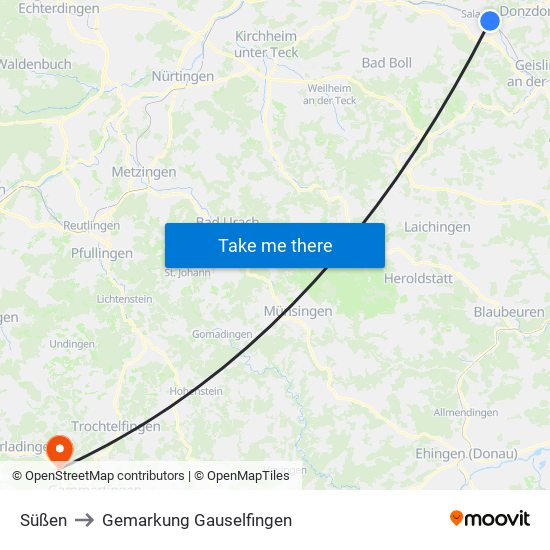 Süßen to Gemarkung Gauselfingen map