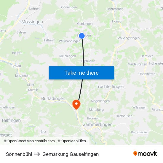 Sonnenbühl to Gemarkung Gauselfingen map