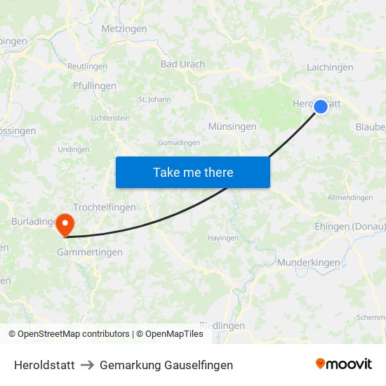 Heroldstatt to Gemarkung Gauselfingen map