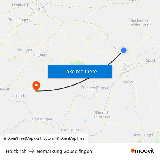 Holzkirch to Gemarkung Gauselfingen map