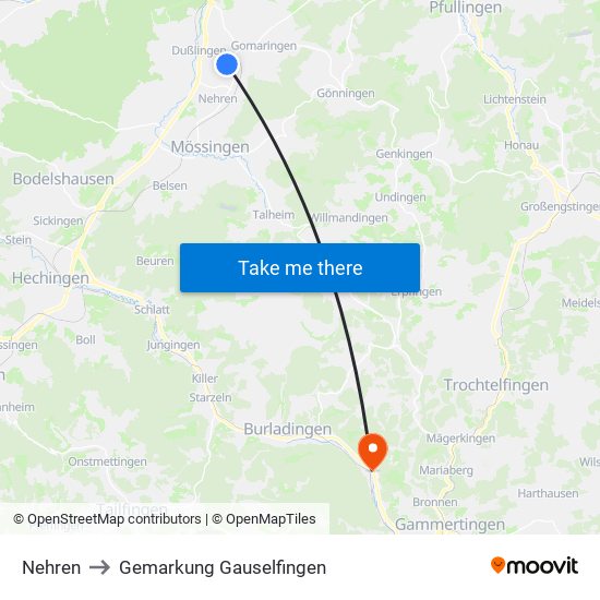 Nehren to Gemarkung Gauselfingen map