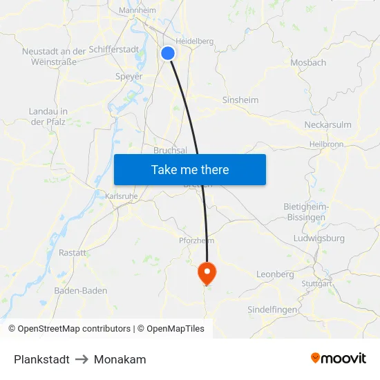 Plankstadt to Monakam map