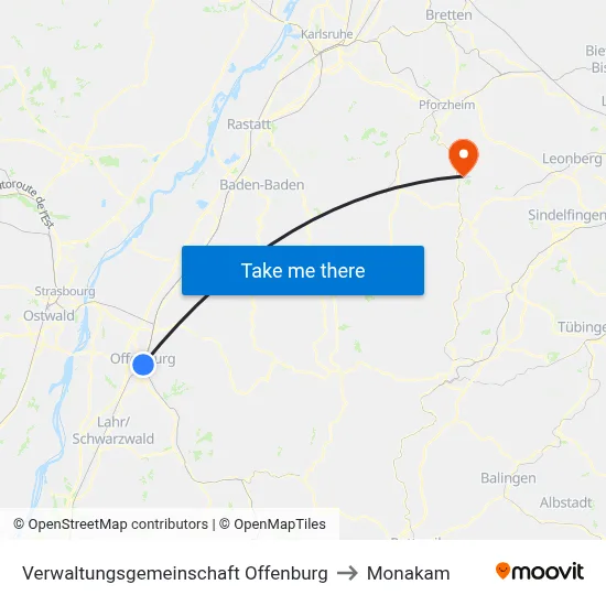 Verwaltungsgemeinschaft Offenburg to Monakam map