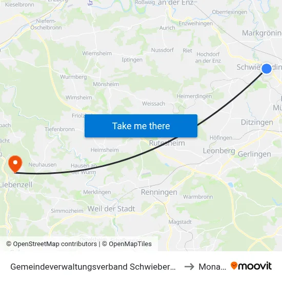 Gemeindeverwaltungsverband Schwieberdingen-Hemmingen to Monakam map