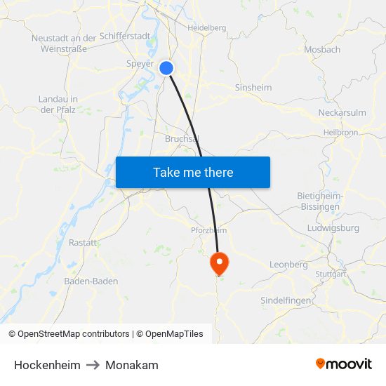 Hockenheim to Monakam map