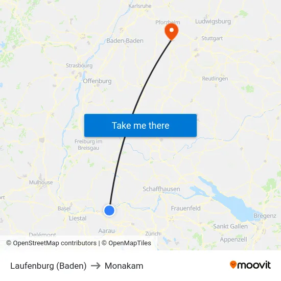Laufenburg (Baden) to Monakam map