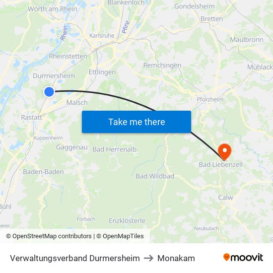 Verwaltungsverband Durmersheim to Monakam map
