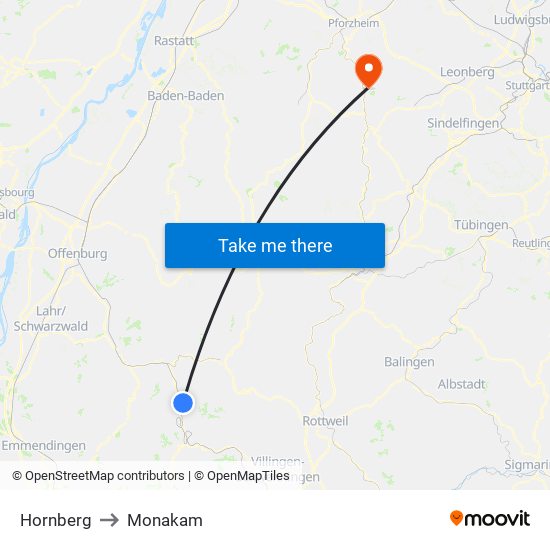 Hornberg to Monakam map