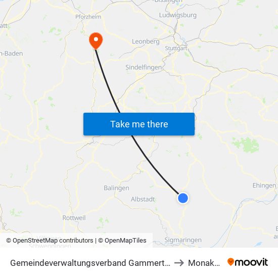 Gemeindeverwaltungsverband Gammertingen to Monakam map