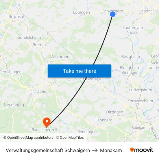 Verwaltungsgemeinschaft Schwaigern to Monakam map