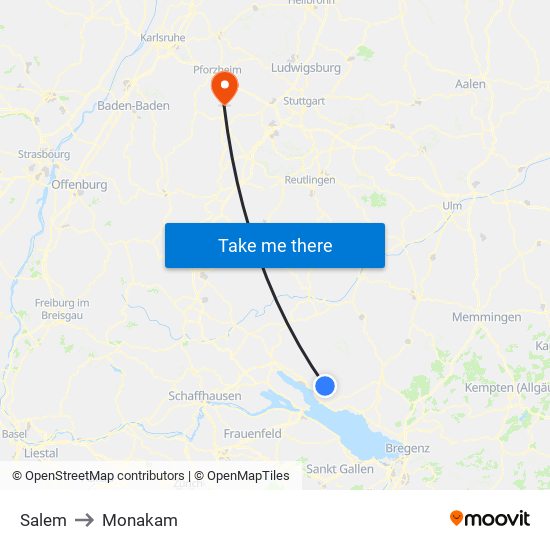 Salem to Monakam map