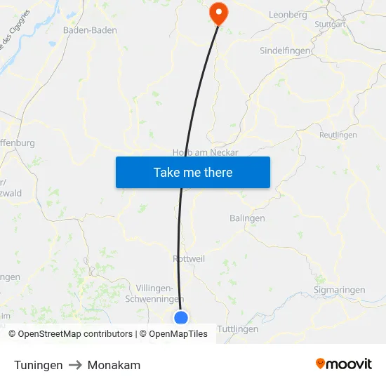 Tuningen to Monakam map