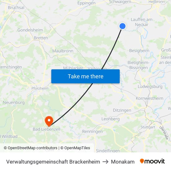 Verwaltungsgemeinschaft Brackenheim to Monakam map