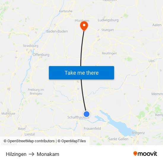 Hilzingen to Monakam map