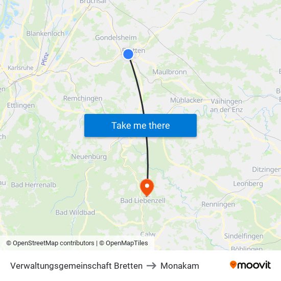 Verwaltungsgemeinschaft Bretten to Monakam map