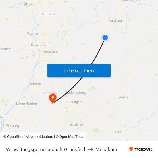 Verwaltungsgemeinschaft Grünsfeld to Monakam map