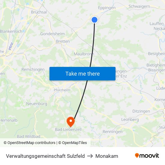 Verwaltungsgemeinschaft Sulzfeld to Monakam map