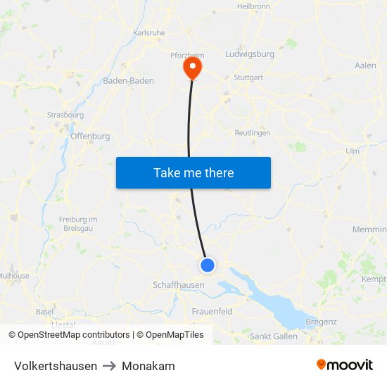 Volkertshausen to Monakam map