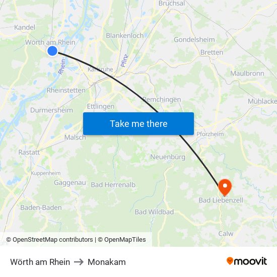 Wörth am Rhein to Monakam map