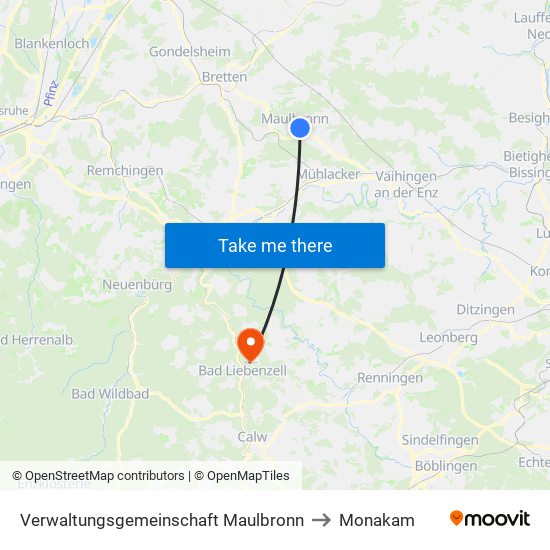 Verwaltungsgemeinschaft Maulbronn to Monakam map