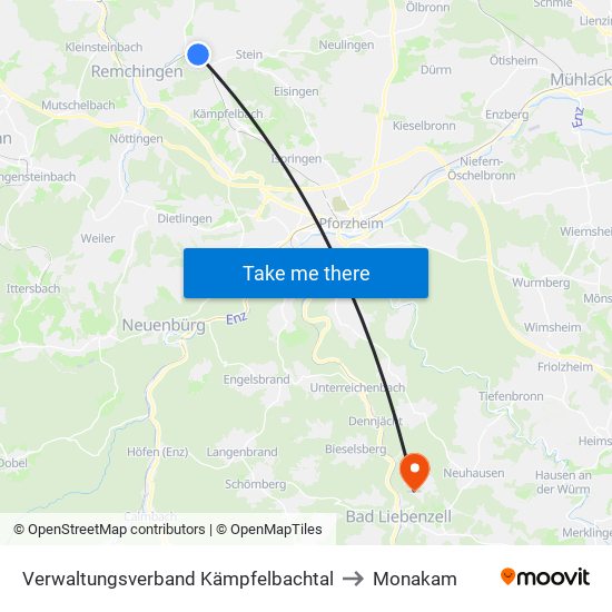 Verwaltungsverband Kämpfelbachtal to Monakam map