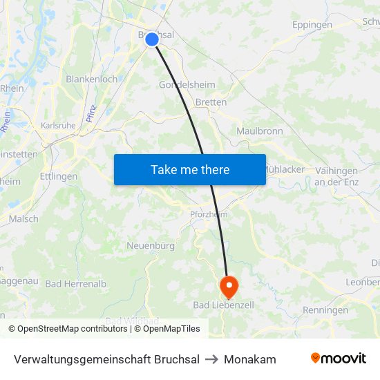 Verwaltungsgemeinschaft Bruchsal to Monakam map