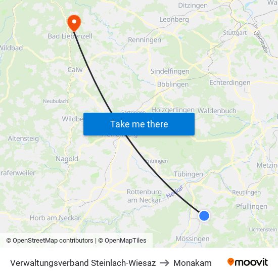 Verwaltungsverband Steinlach-Wiesaz to Monakam map