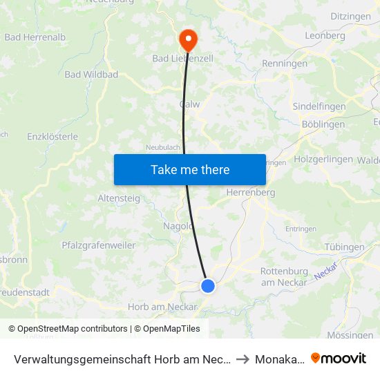 Verwaltungsgemeinschaft Horb am Neckar to Monakam map