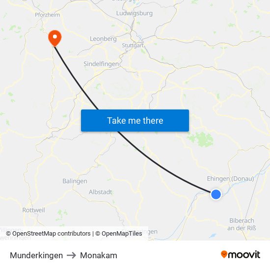 Munderkingen to Monakam map