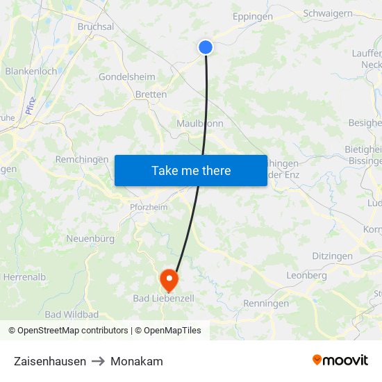 Zaisenhausen to Monakam map