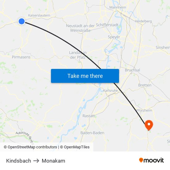 Kindsbach to Monakam map
