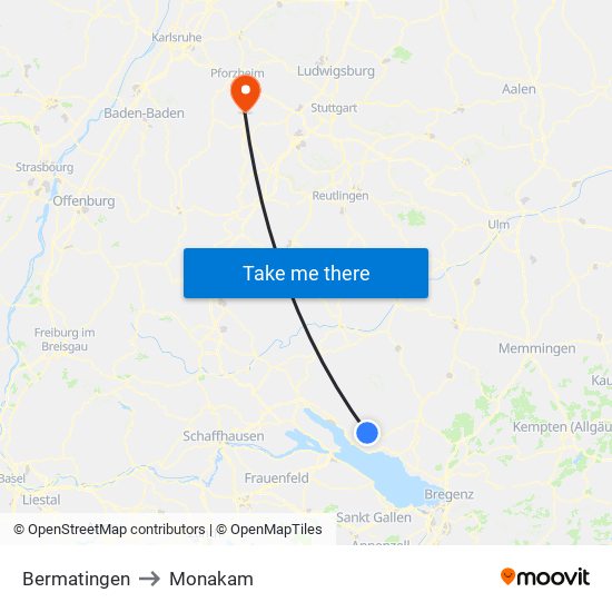 Bermatingen to Monakam map