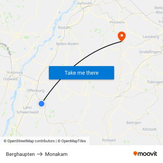 Berghaupten to Monakam map