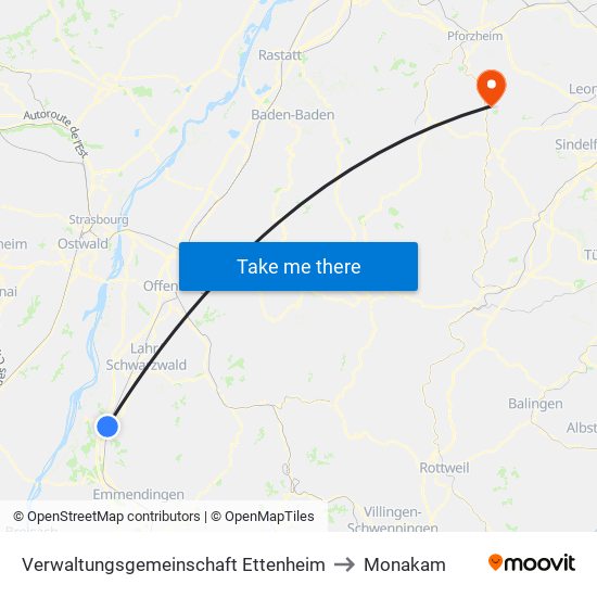 Verwaltungsgemeinschaft Ettenheim to Monakam map