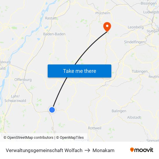 Verwaltungsgemeinschaft Wolfach to Monakam map