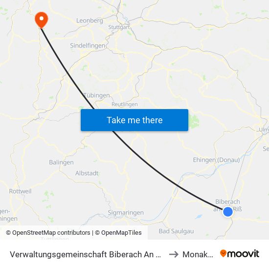 Verwaltungsgemeinschaft Biberach An Der Riß to Monakam map