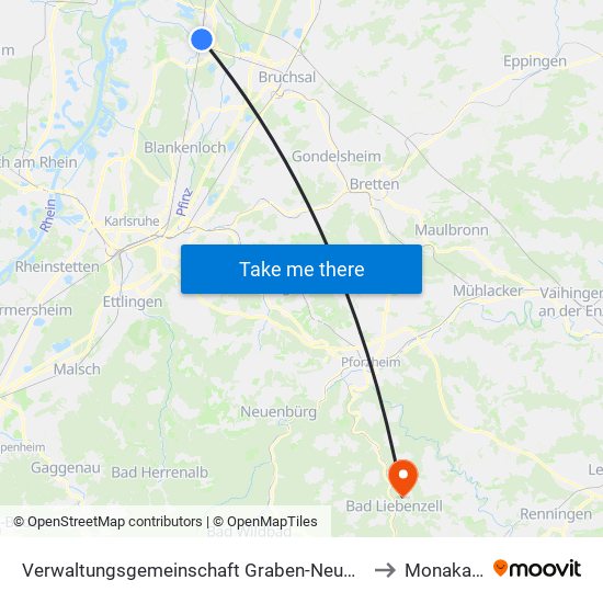 Verwaltungsgemeinschaft Graben-Neudorf to Monakam map