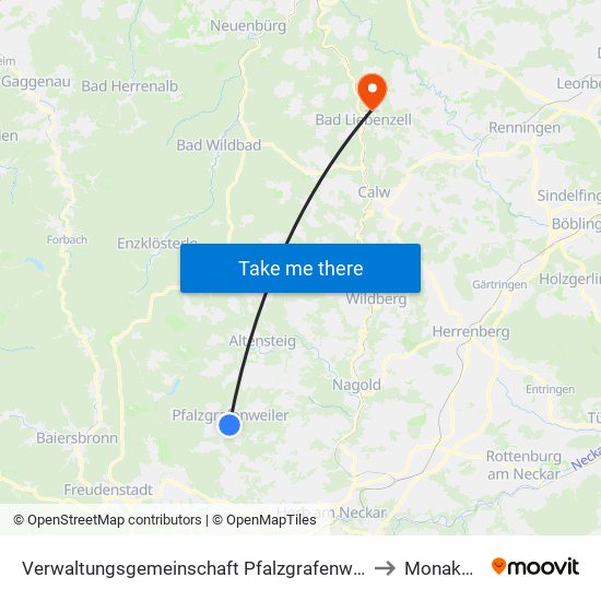 Verwaltungsgemeinschaft Pfalzgrafenweiler to Monakam map