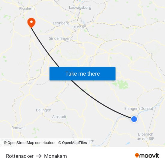 Rottenacker to Monakam map