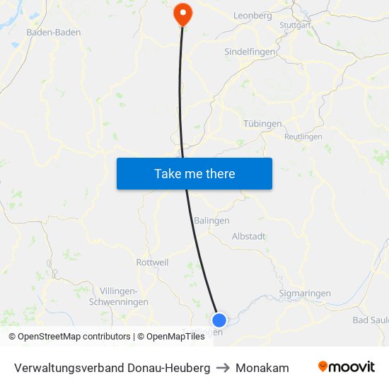 Verwaltungsverband Donau-Heuberg to Monakam map