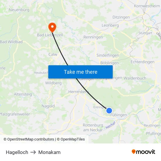 Hagelloch to Monakam map