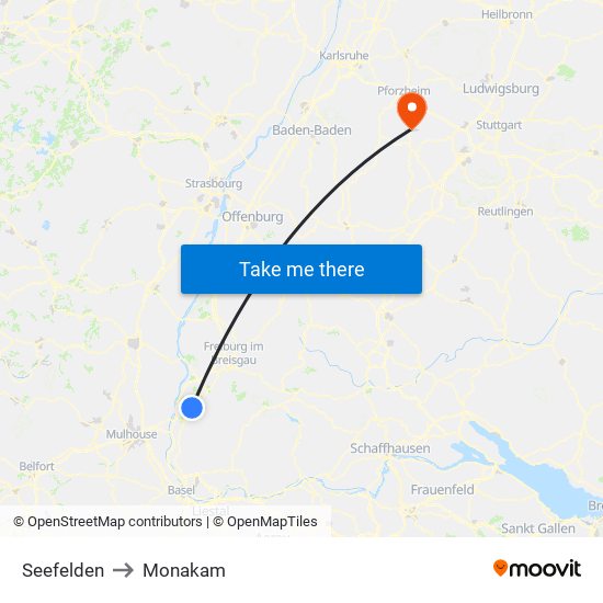 Seefelden to Monakam map