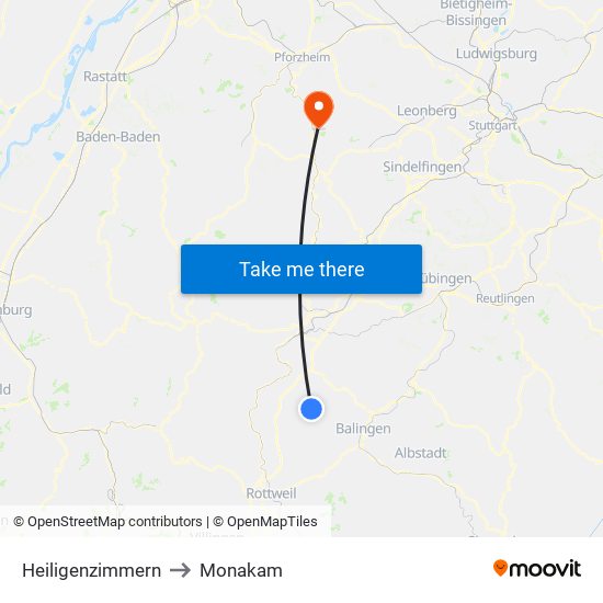 Heiligenzimmern to Monakam map