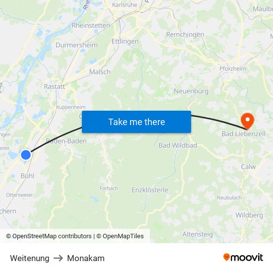Weitenung to Monakam map